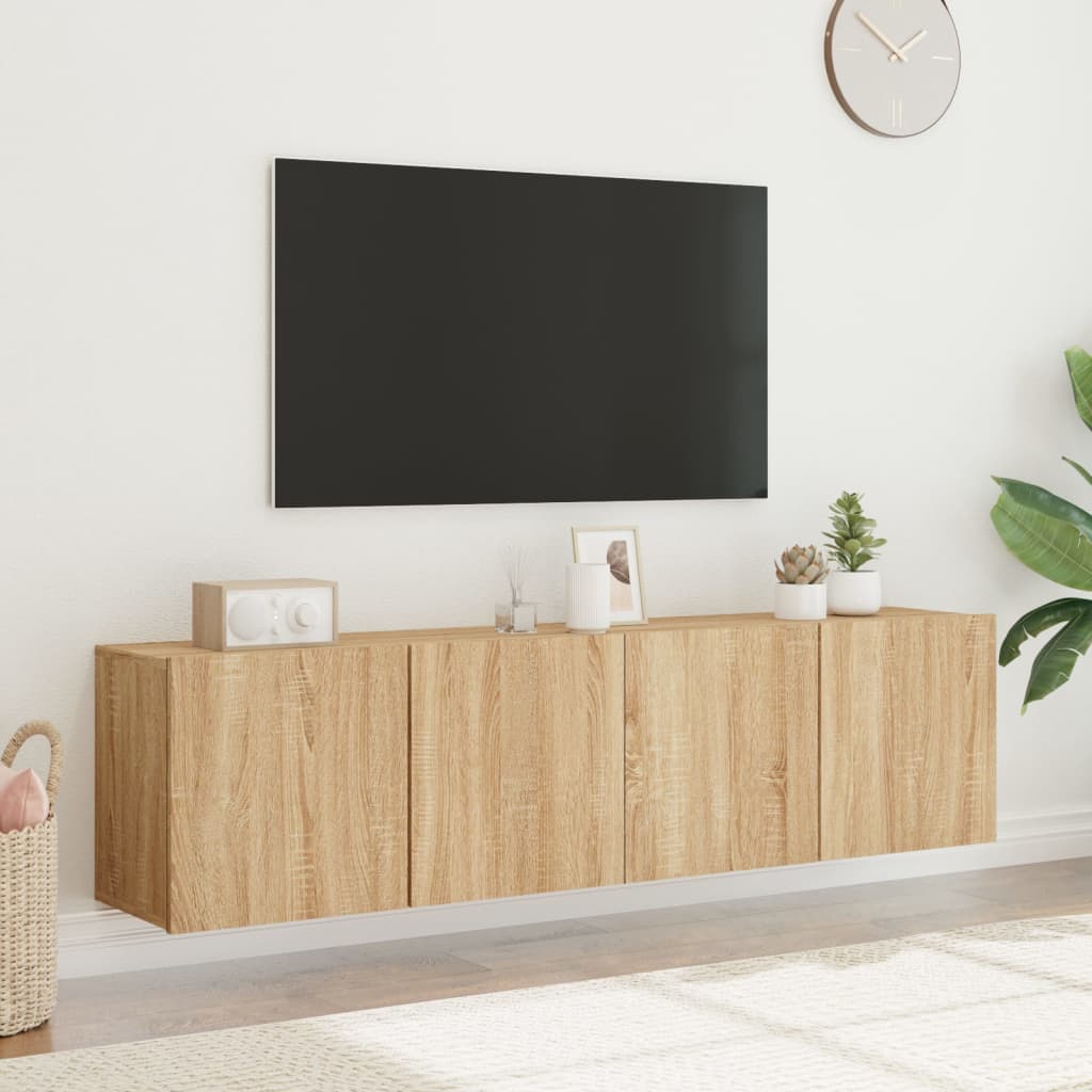 væghængte tv-borde 2 stk. 80x30x41 cm sonoma-eg