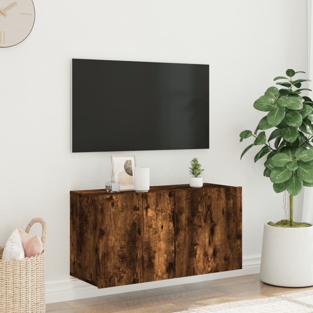 væghængt tv-bord 80x30x41 cm røget egetræsfarve