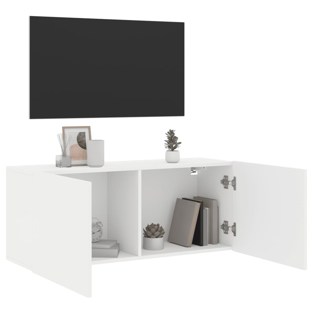 væghængt tv-bord 100x30x41 cm hvid