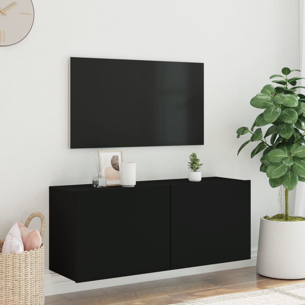 væghængt tv-bord 100x30x41 cm sort