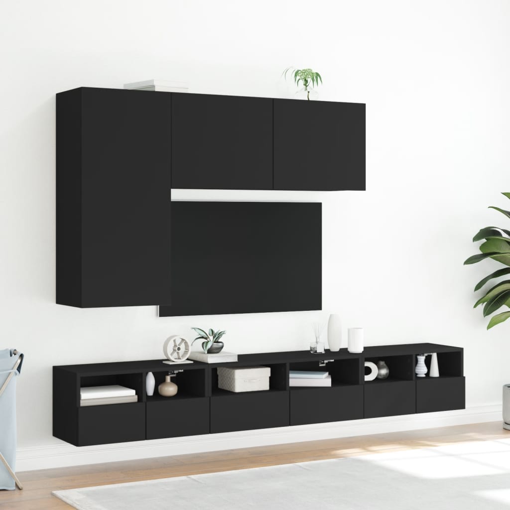 væghængt tv-bord 100x30x41 cm sort