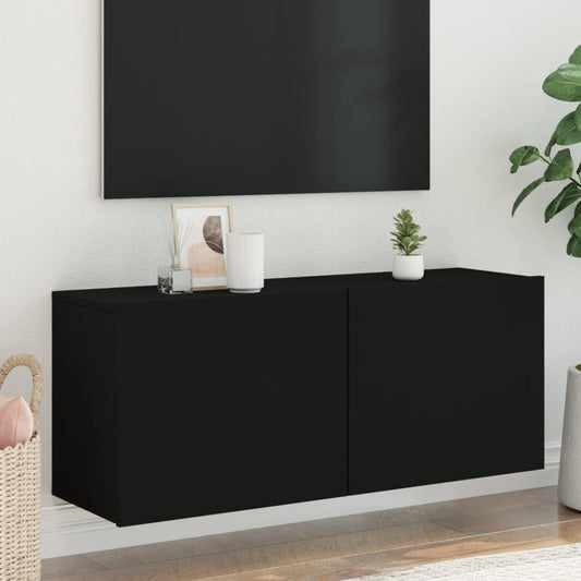 væghængt tv-bord 100x30x41 cm sort