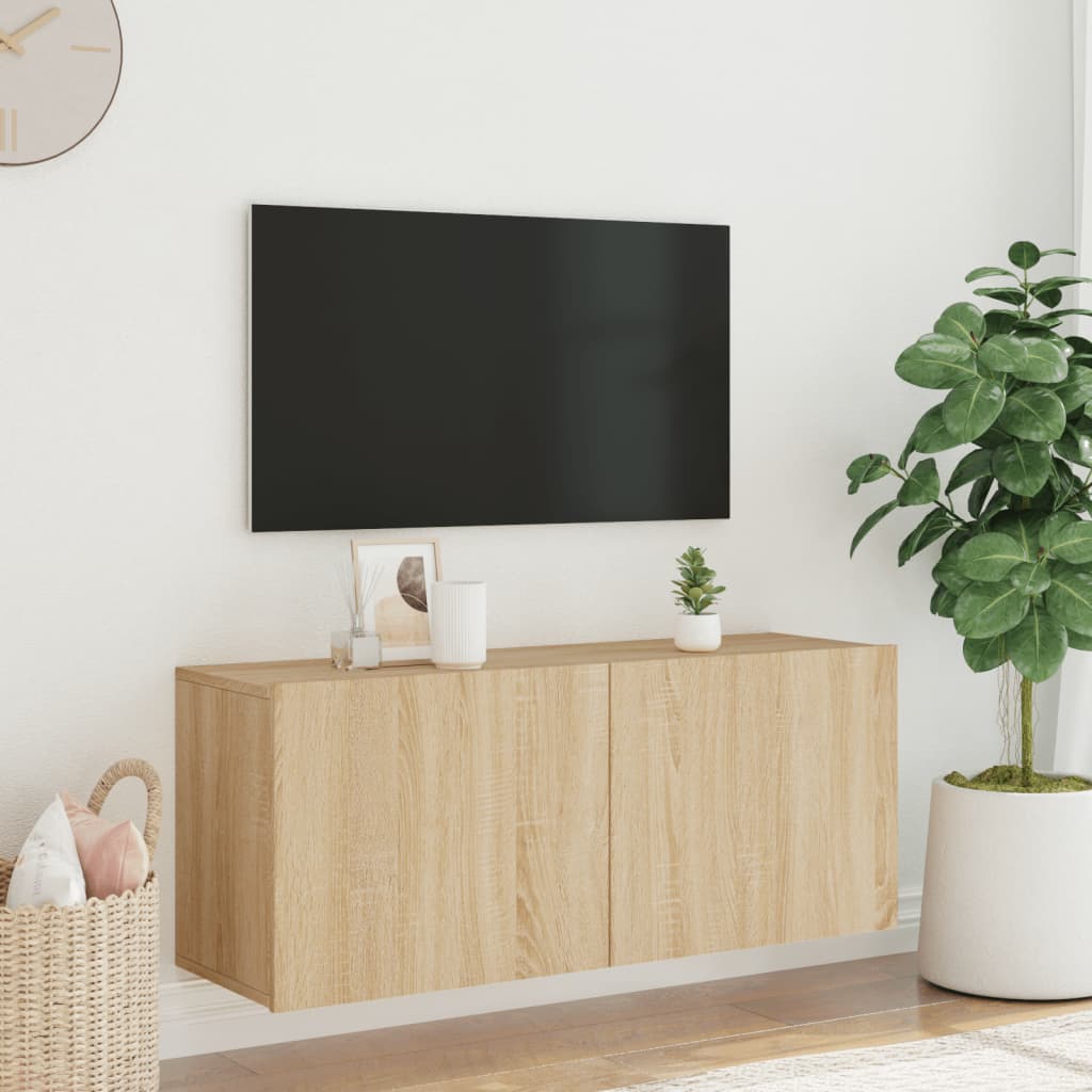 væghængt tv-bord 100x30x41 cm sonoma-eg