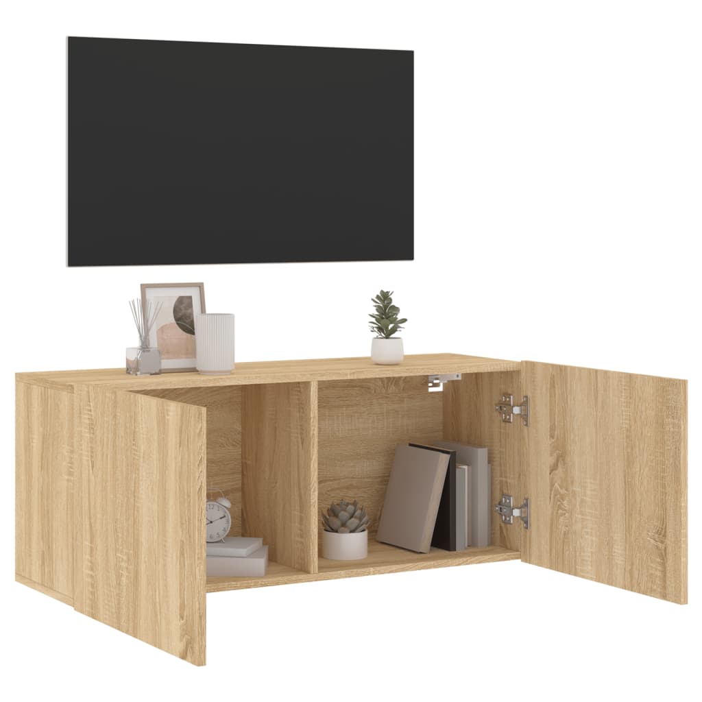 væghængt tv-bord 100x30x41 cm sonoma-eg