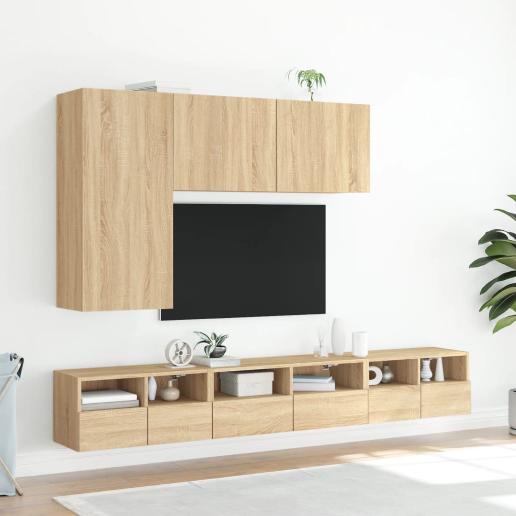 væghængt tv-bord 100x30x41 cm sonoma-eg