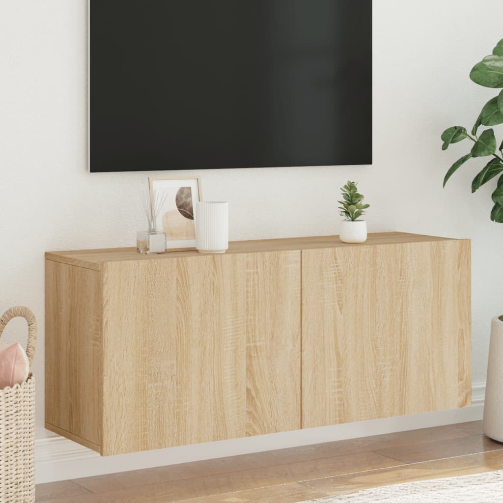 væghængt tv-bord 100x30x41 cm sonoma-eg