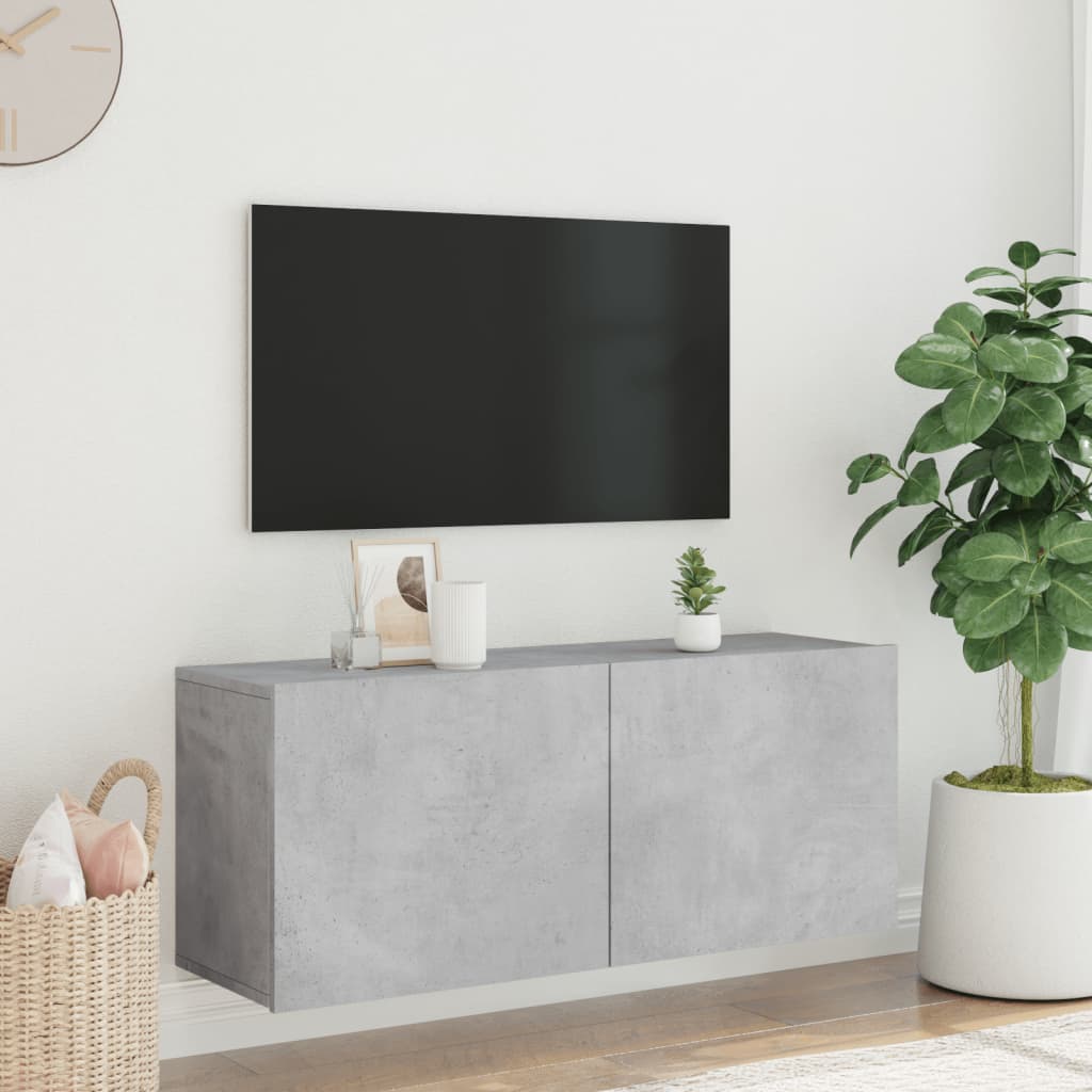 væghængt tv-bord 100x30x41 cm betongrå