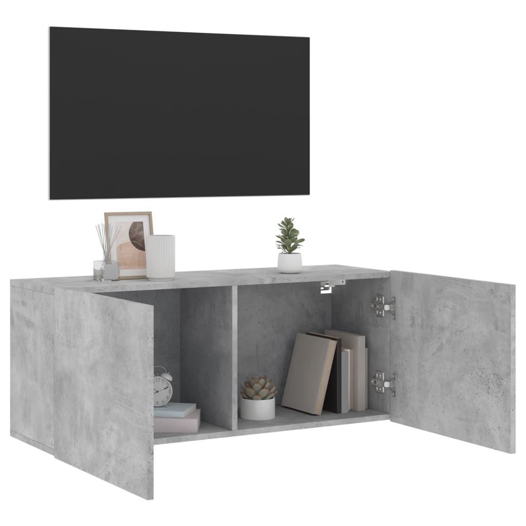 væghængt tv-bord 100x30x41 cm betongrå