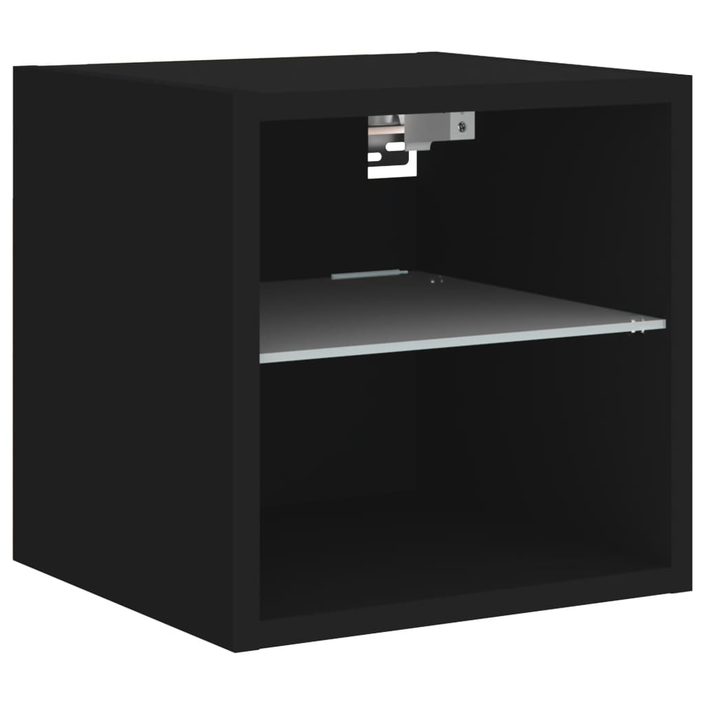 væghængte tv-borde 2 stk. med LED-lys 30x28,5x30 cm sort