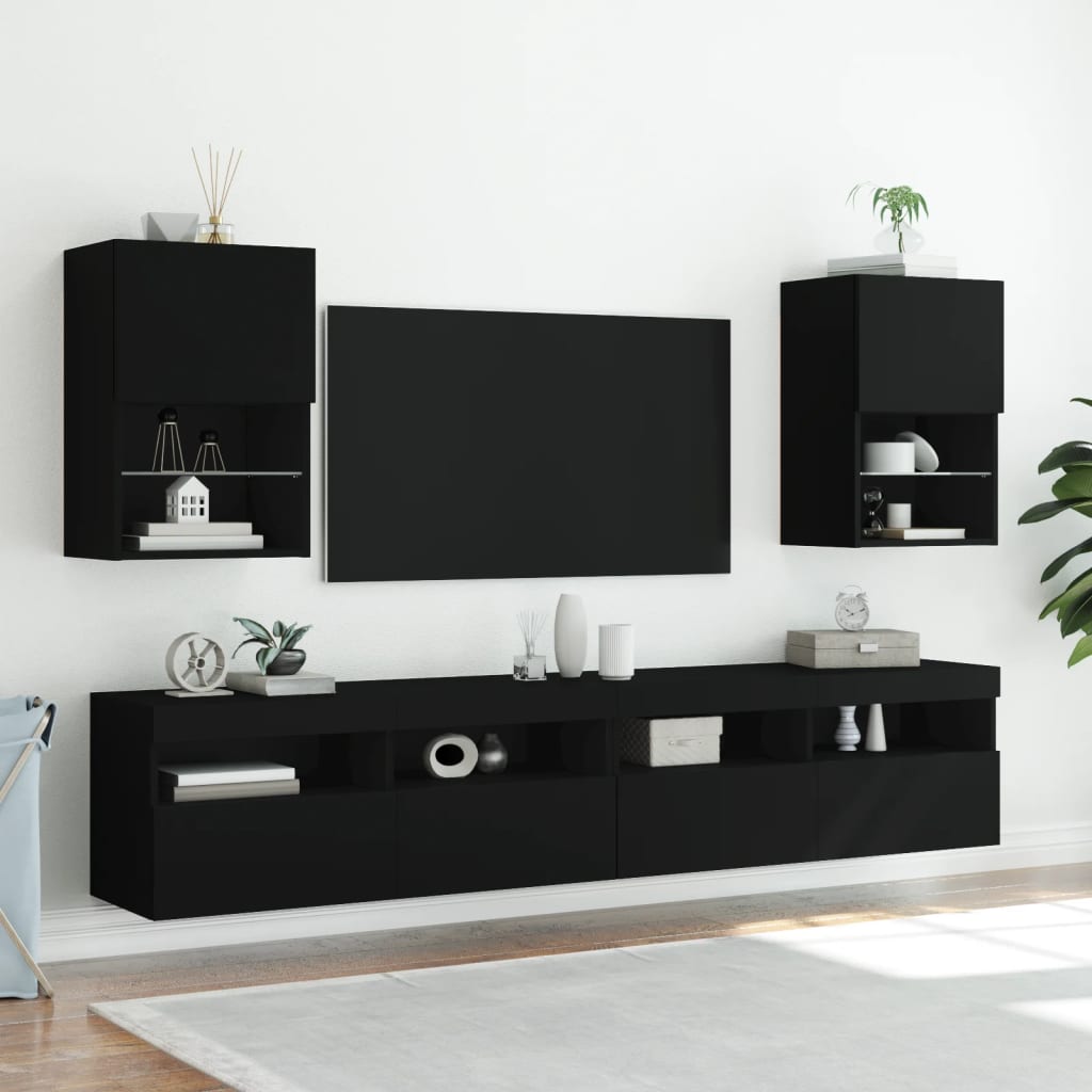 tv-bord med LED-lys 40,5x30x60 cm sort