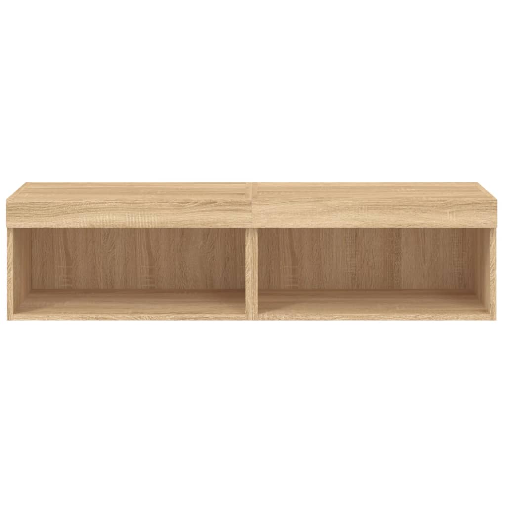 tv-borde med LED-lys 2 stk. 60x30x30 cm sonoma-eg