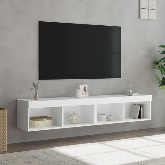 tv-borde 2 stk. med LED-lys 80x30x30 cm hvid