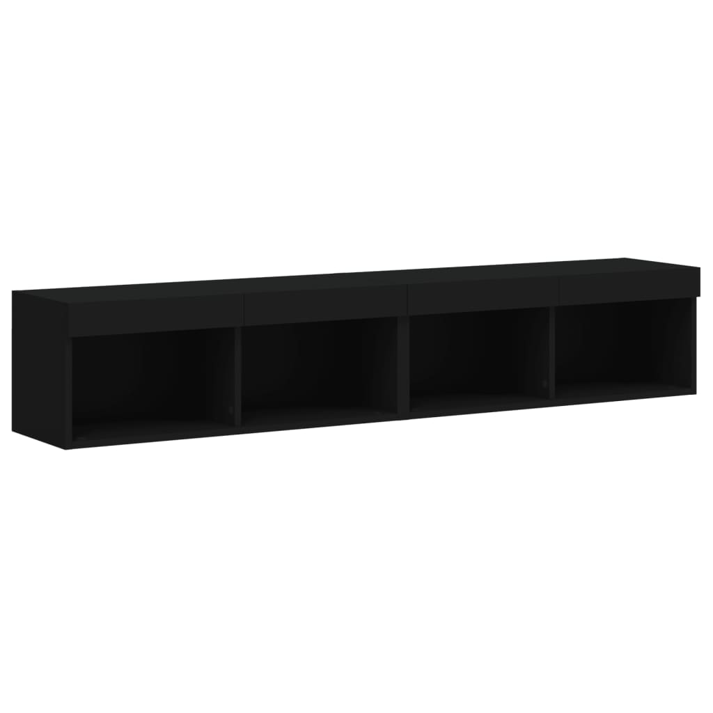 tv-borde 2 stk. med LED-lys 80x30x30 cm sort