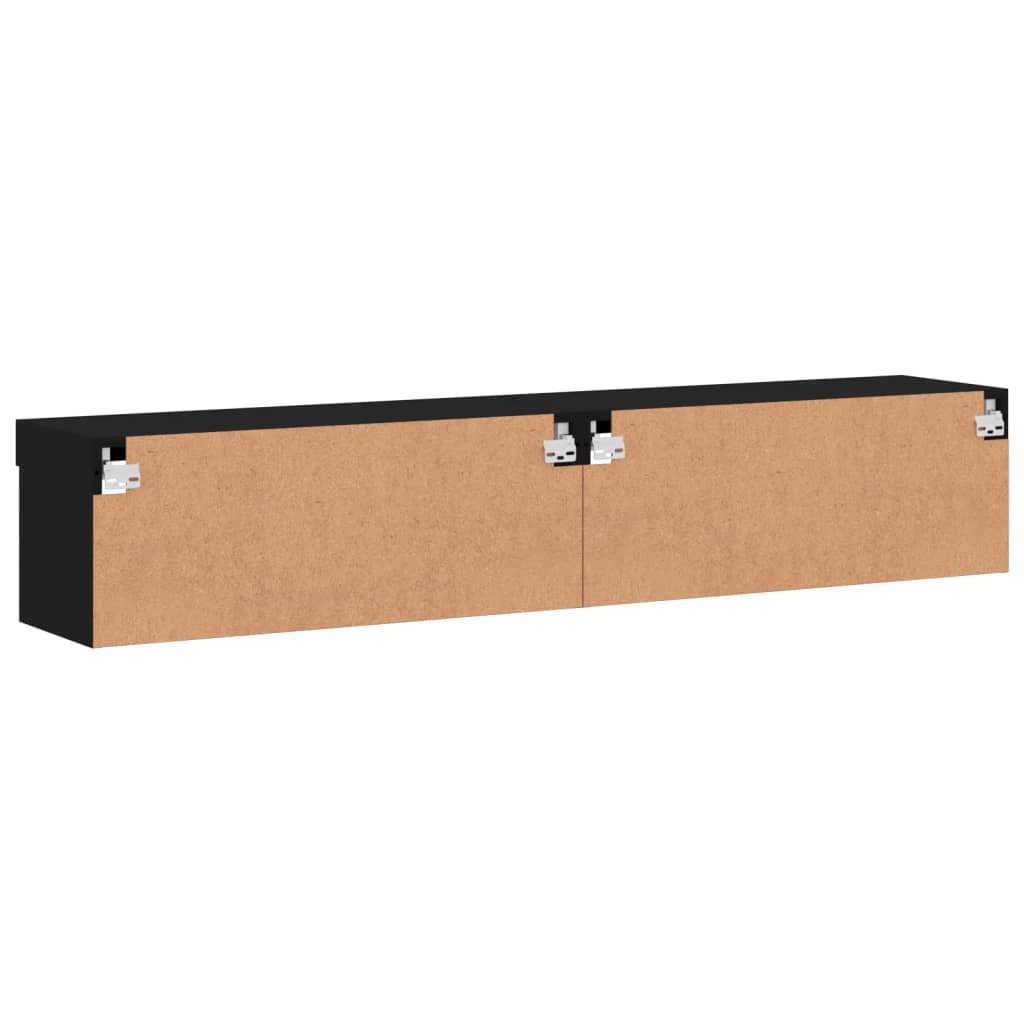 tv-borde 2 stk. med LED-lys 80x30x30 cm sort