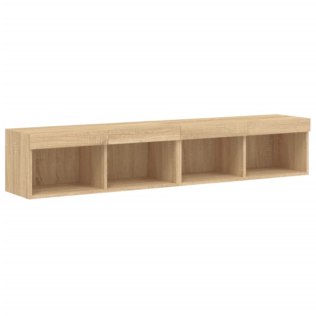 tv-borde 2 stk. med LED-lys 80x30x30 cm sonoma-eg