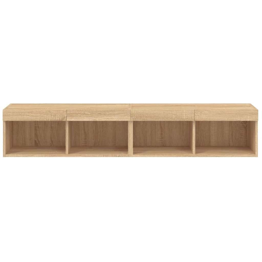 tv-borde 2 stk. med LED-lys 80x30x30 cm sonoma-eg