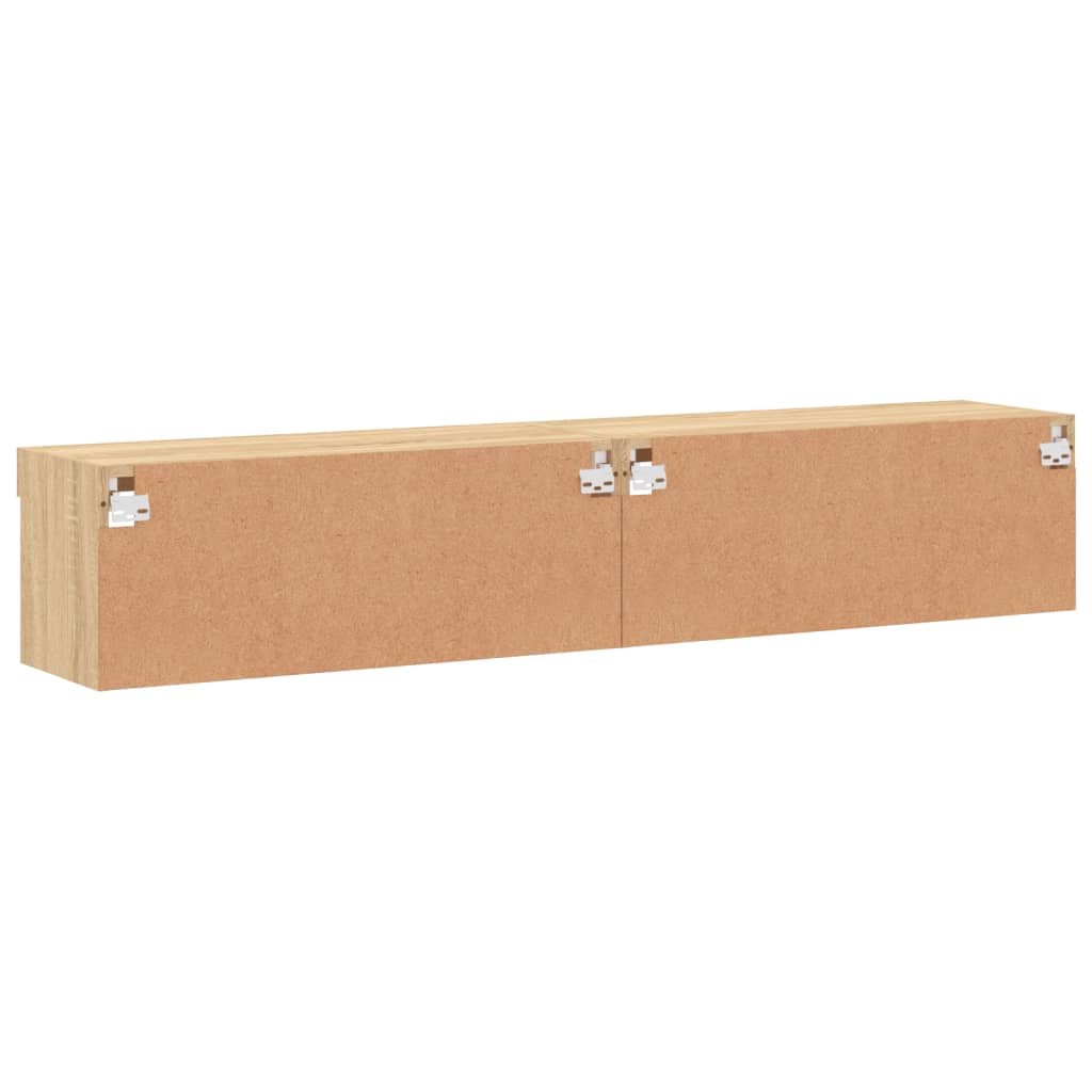 tv-borde 2 stk. med LED-lys 80x30x30 cm sonoma-eg