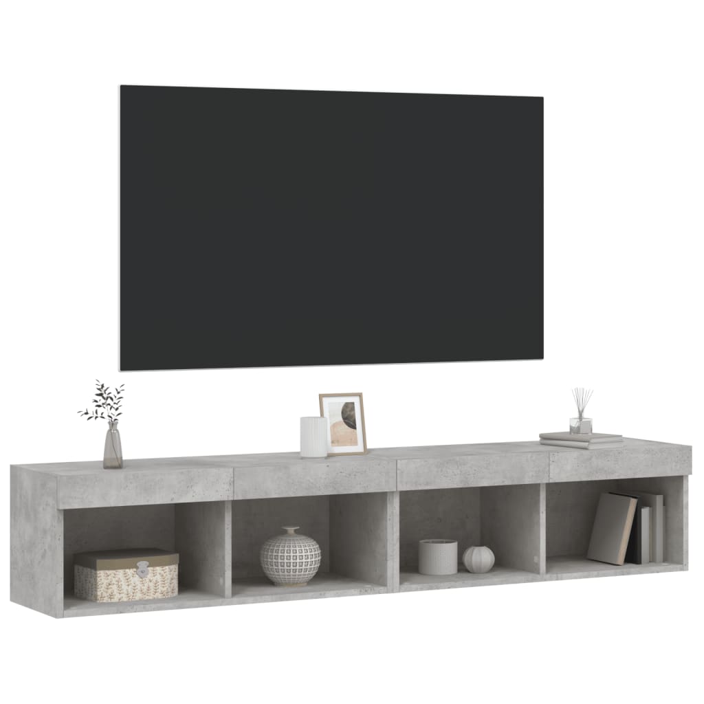 tv-borde 2 stk. med LED-lys 80x30x30 cm betongrå