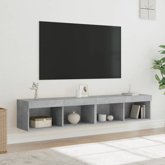 tv-borde 2 stk. med LED-lys 80x30x30 cm betongrå