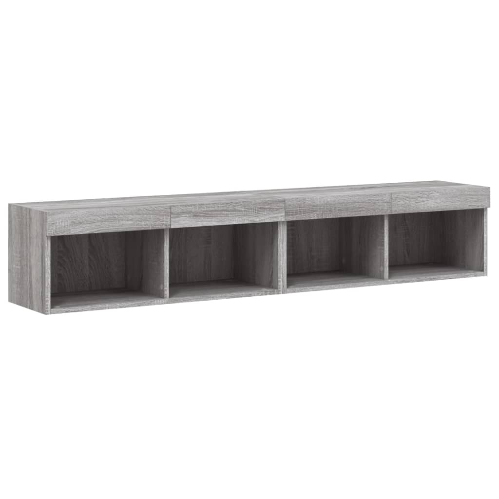 tv-borde 2 stk. med LED-lys 80x30x30 cm grå sonoma-eg