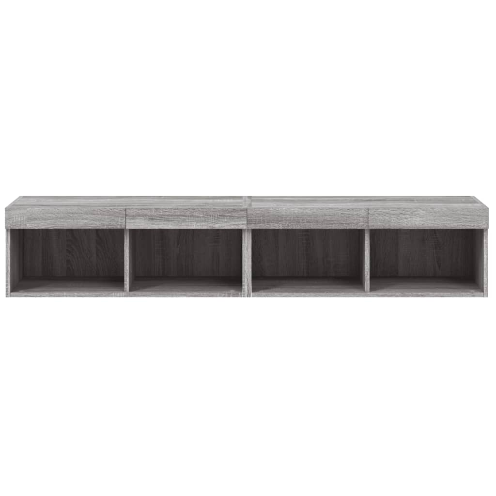 tv-borde 2 stk. med LED-lys 80x30x30 cm grå sonoma-eg