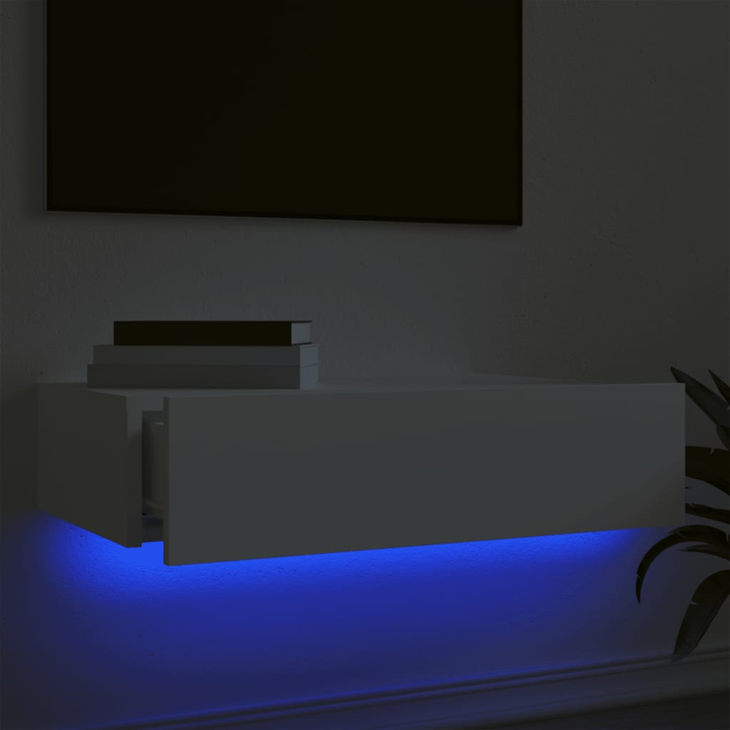 tv-bord med LED-lys 60x35x15,5 cm hvid