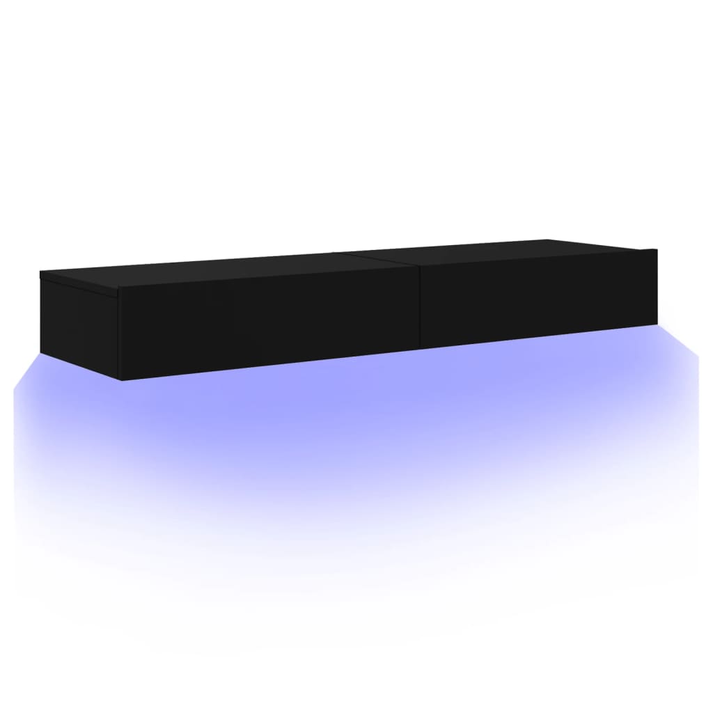 tv-borde 2 stk. med LED-lys 60x35x15,5 cm sort