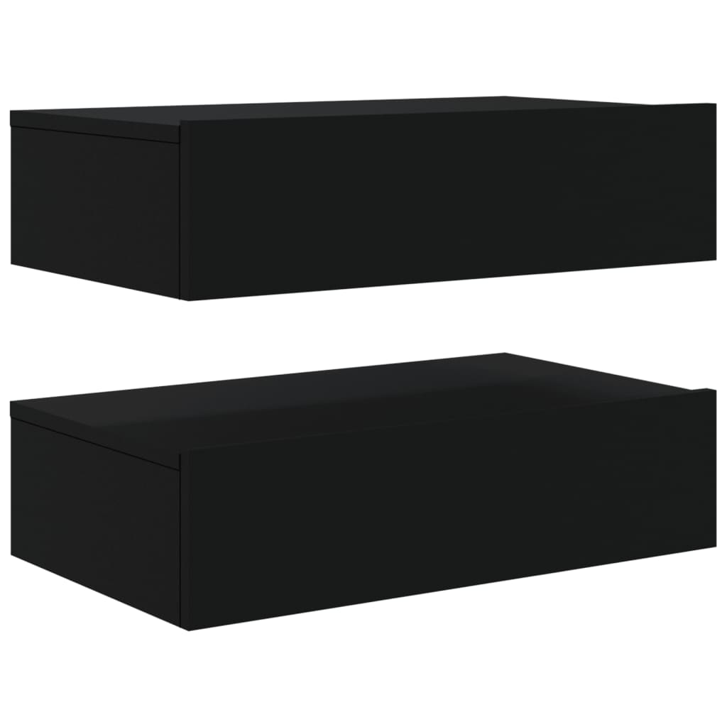 tv-borde 2 stk. med LED-lys 60x35x15,5 cm sort