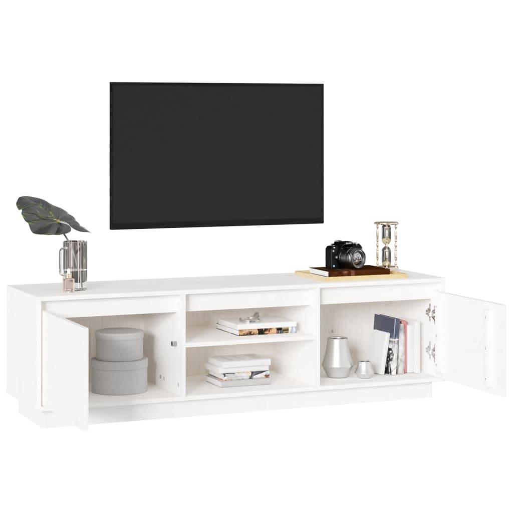 tv-bord 140x35x40 cm massivt fyrretræ hvid