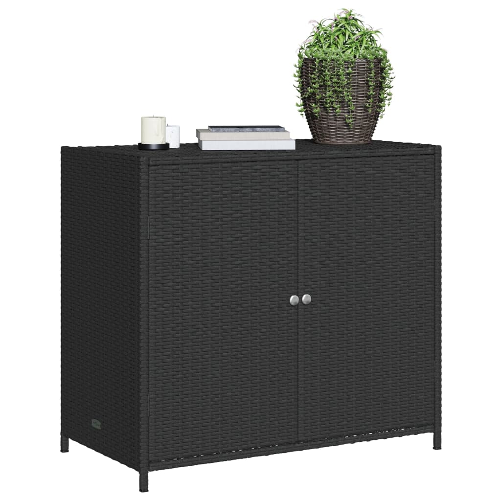 opbevaringsskab til haven 83x45x76 cm polyrattan sort