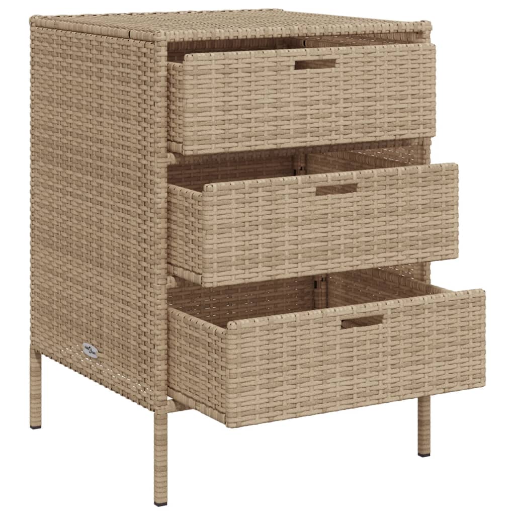 opbevaringsskab til haven 55x59x80 cm polyrattan beige