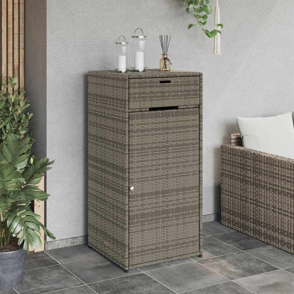 opbevaringsskab til haven 55x55x111 cm polyrattan grå