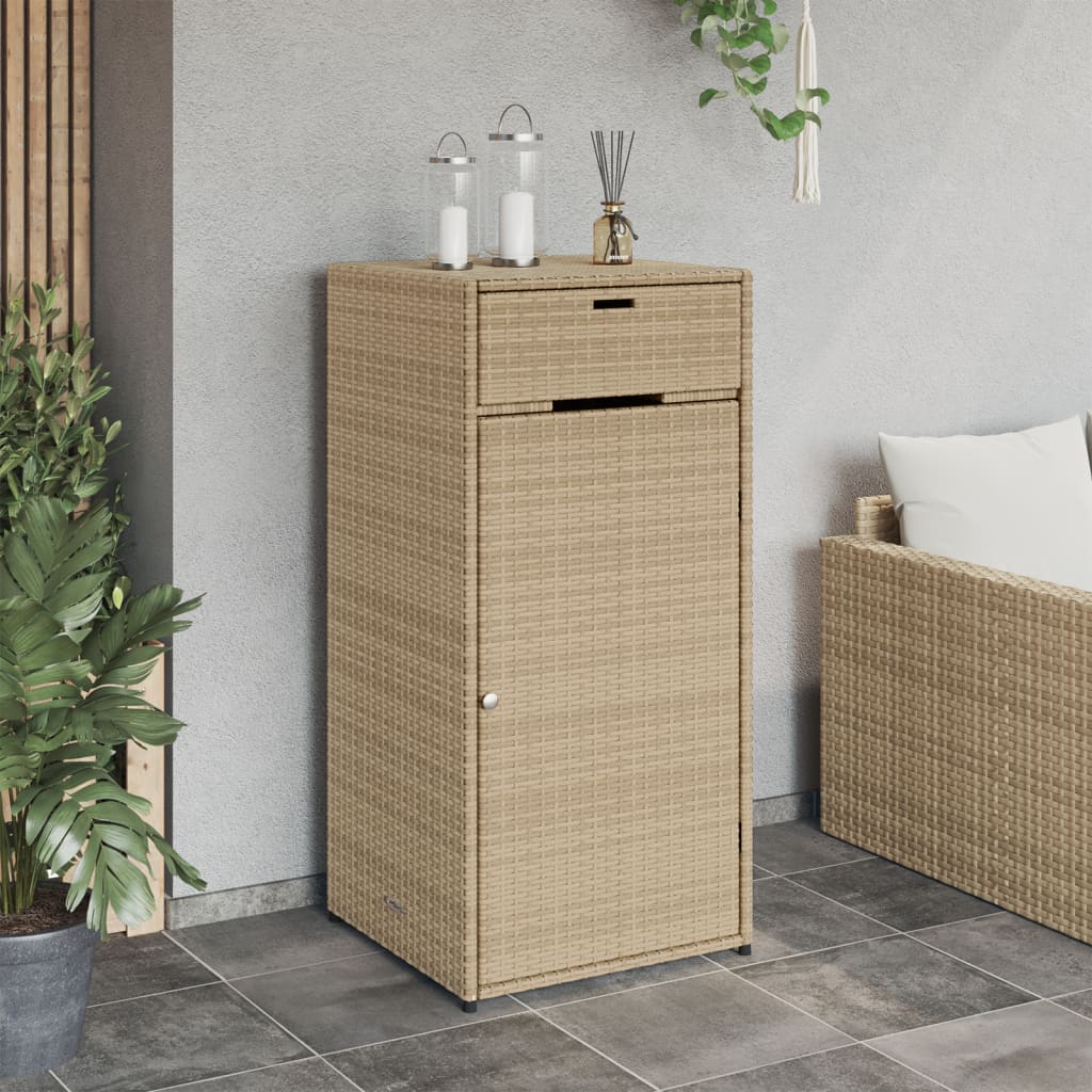 opbevaringsskab til haven 55x55x111 cm polyrattan beige