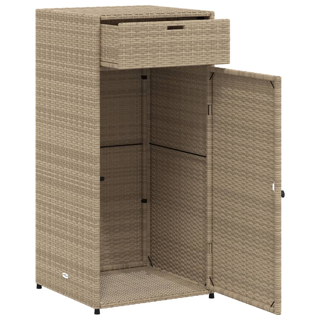 opbevaringsskab til haven 55x55x111 cm polyrattan beige