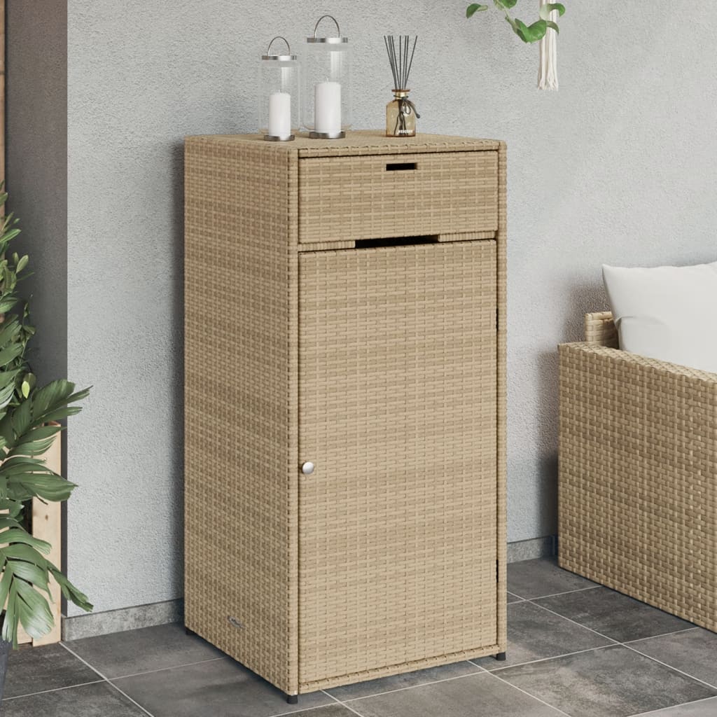 opbevaringsskab til haven 55x55x111 cm polyrattan beige