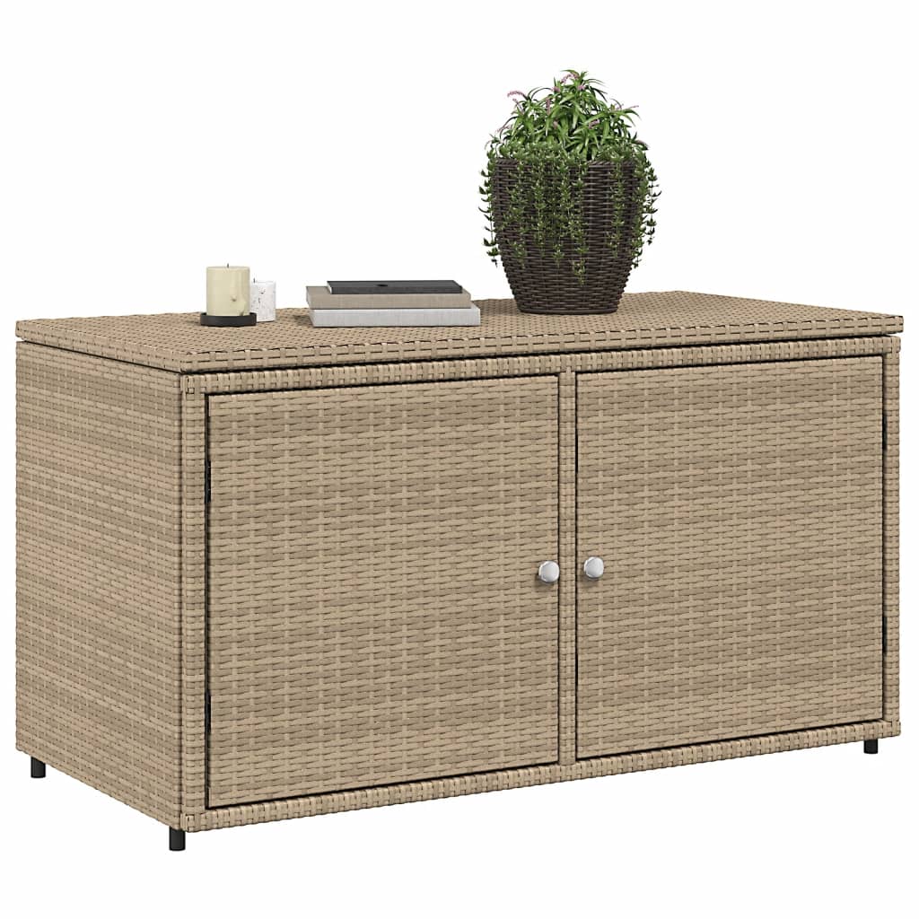 opbevaringsskab til haven 110x55x60,5 cm polyrattan beige