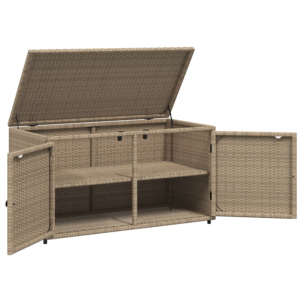 opbevaringsskab til haven 110x55x60,5 cm polyrattan beige