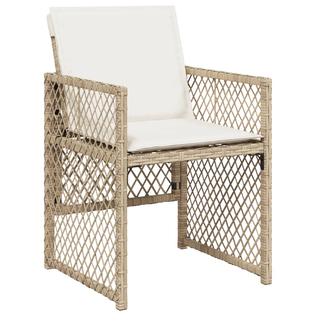 spisebordssæt til haven 7 dele med hynder polyrattan beige