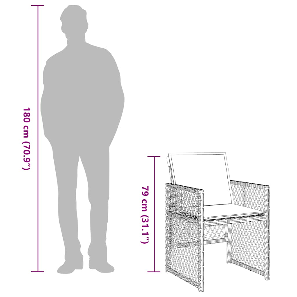 spisebordssæt til haven 9 dele med hynder polyrattan lysegrå