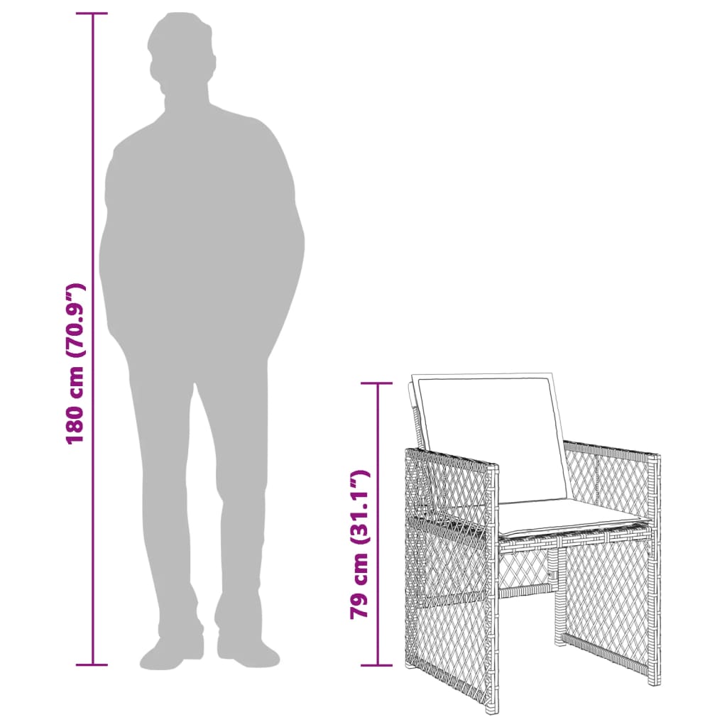 spisebordssæt til haven 13 dele med hynder polyrattan sort