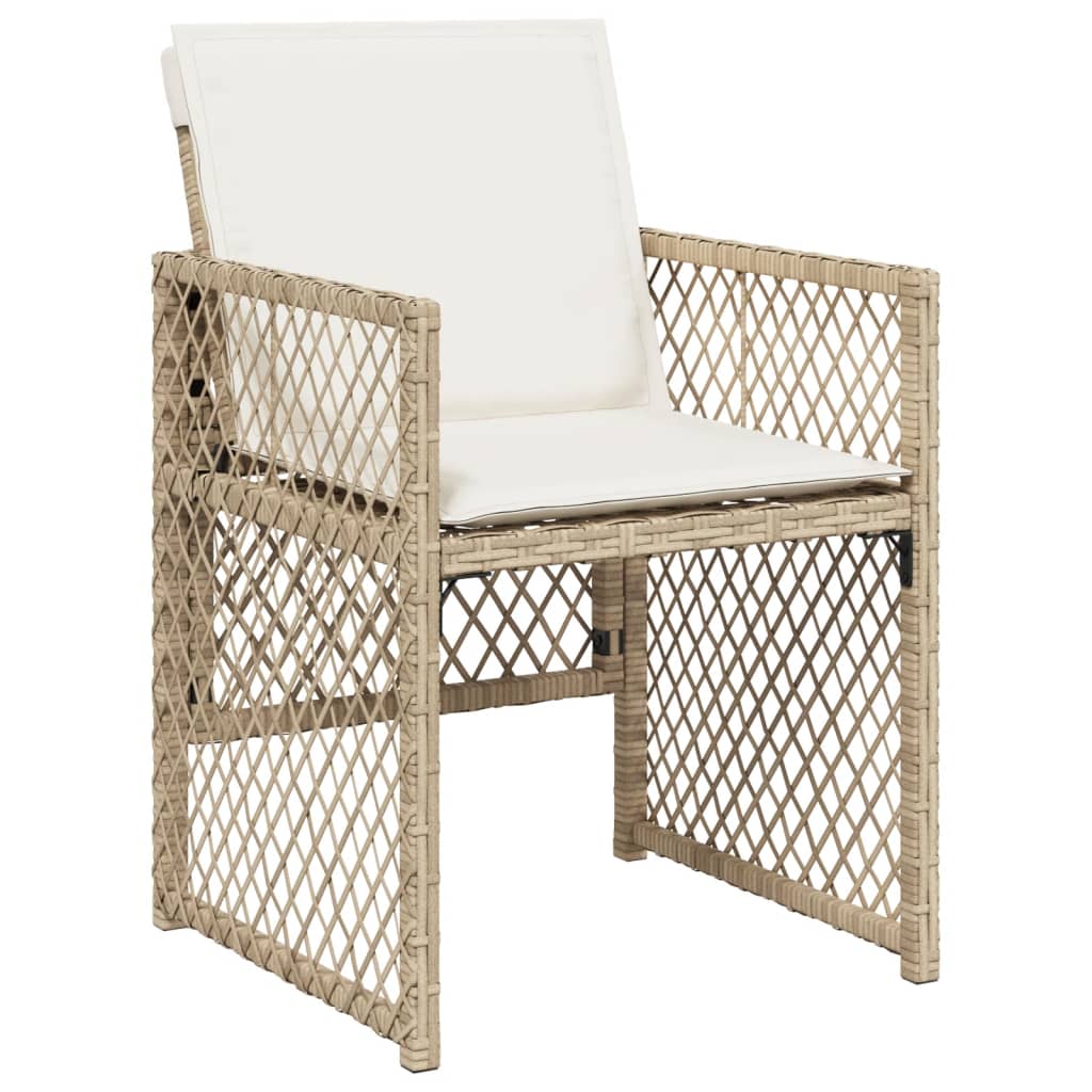 spisebordssæt til haven 13 dele med hynder polyrattan beige