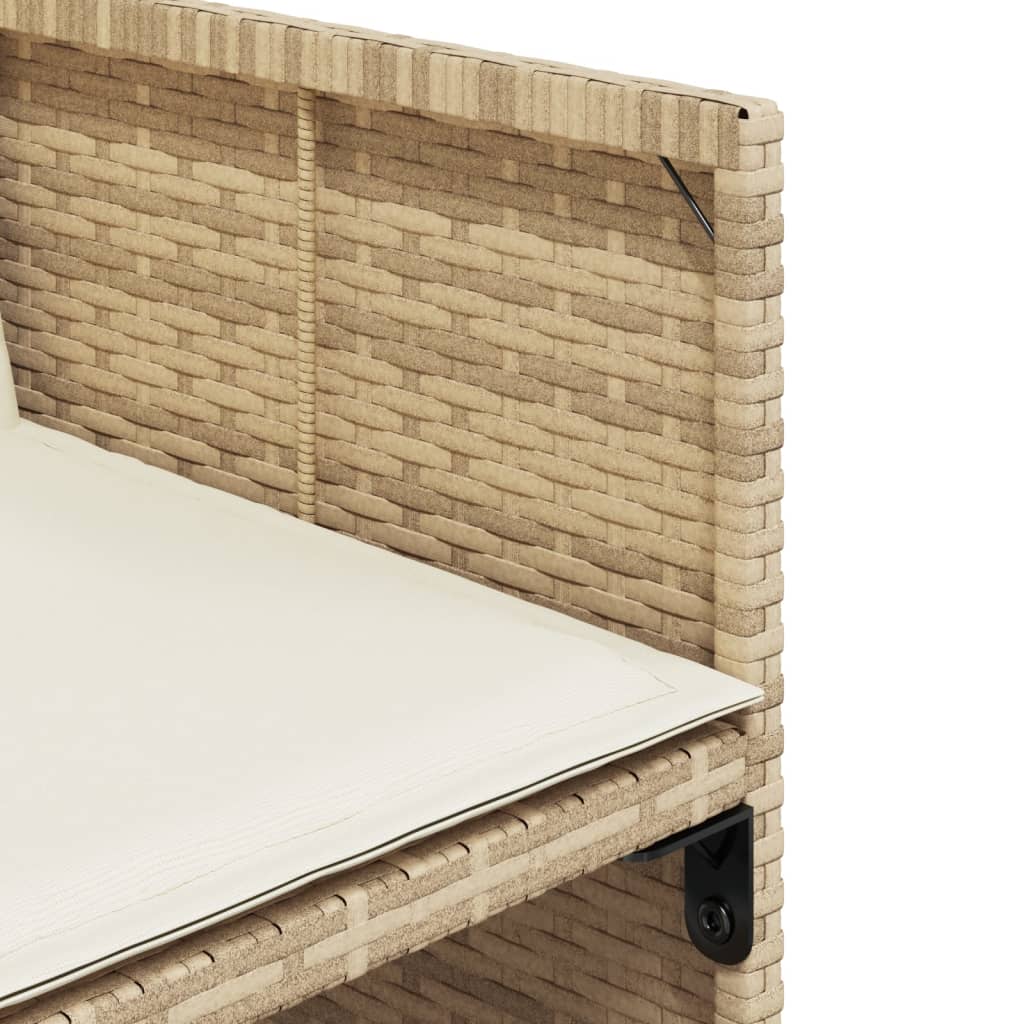 spisebordssæt til haven 7 dele med hynder polyrattan beige