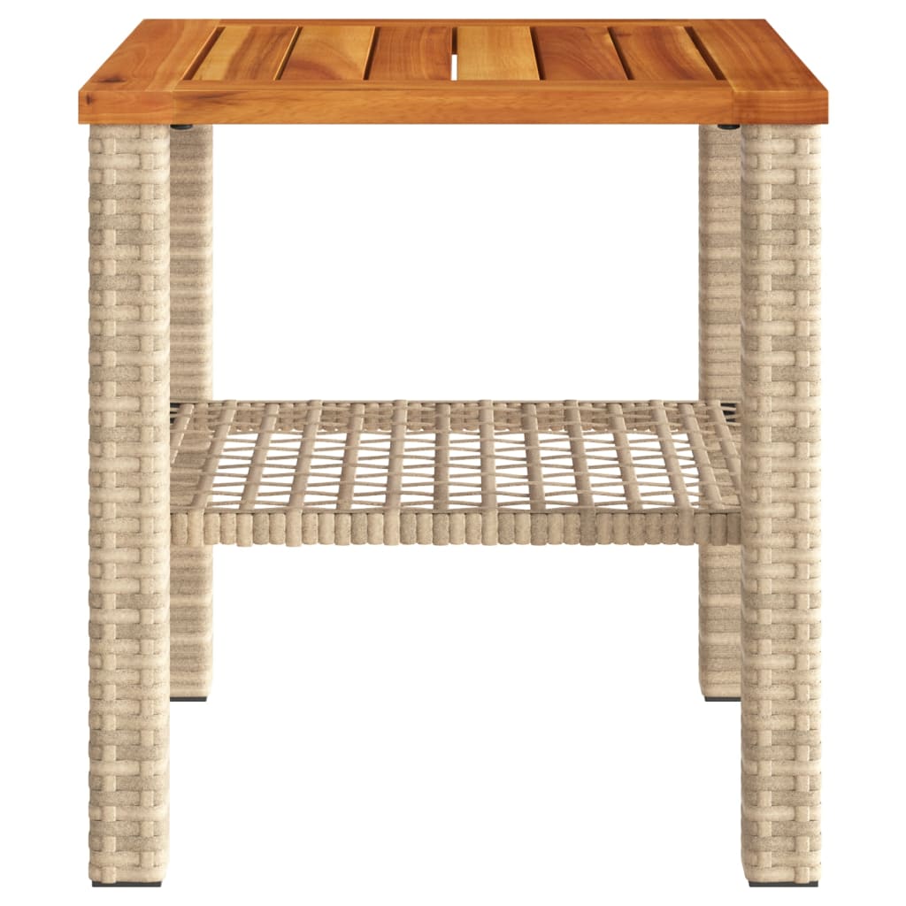 havebord 40x40x42 cm polyrattan og akacietræ beige