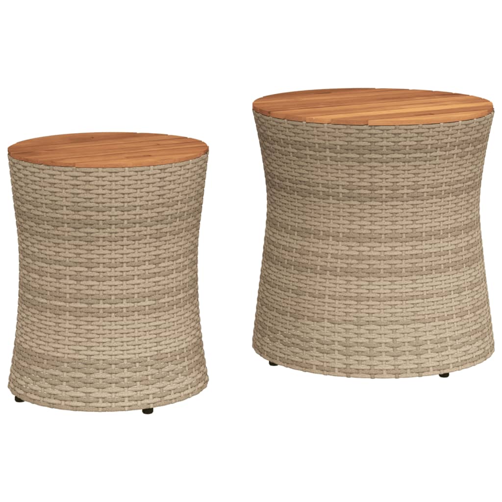 haveborde 2 stk. med træplade polyrattan beige