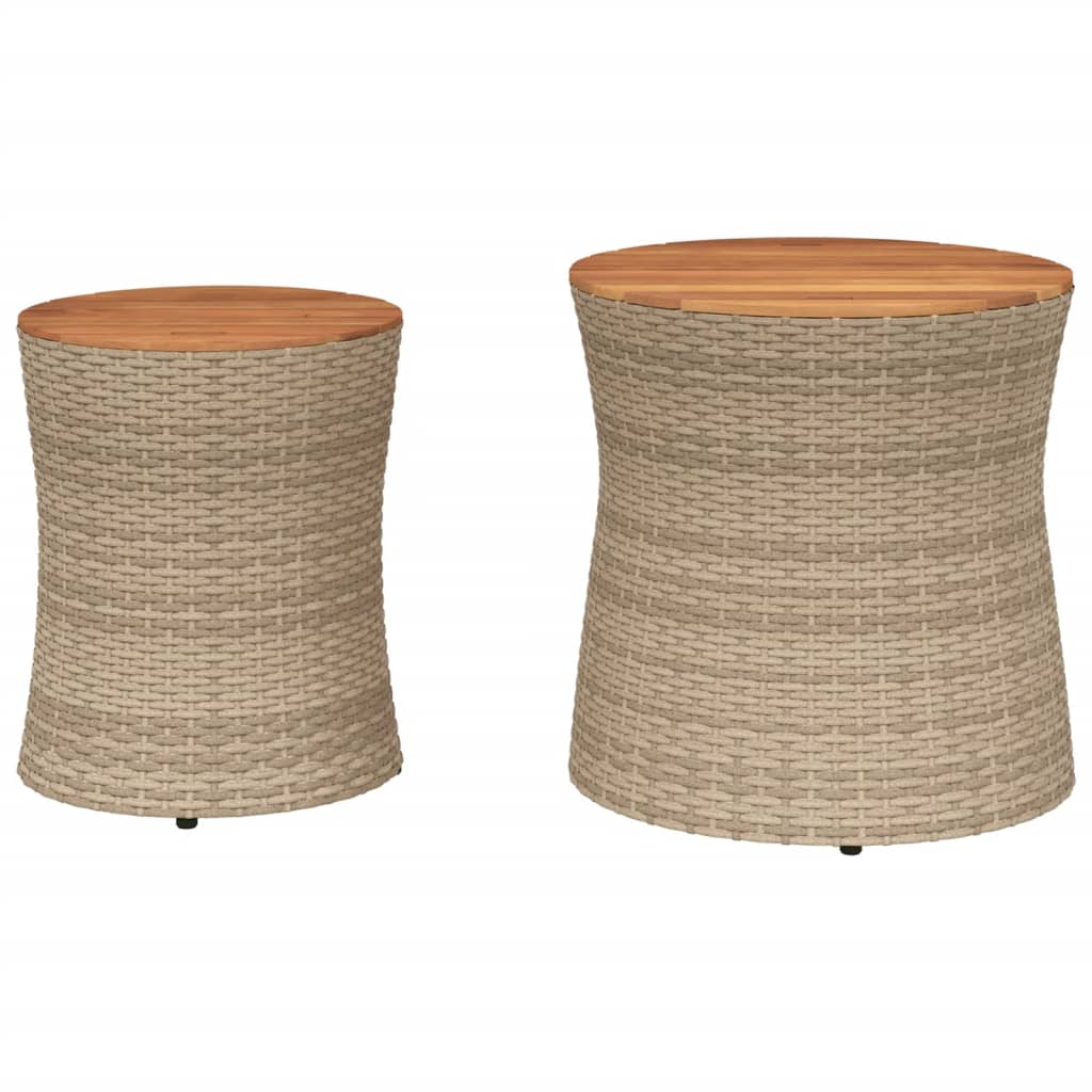 haveborde 2 stk. med træplade polyrattan beige