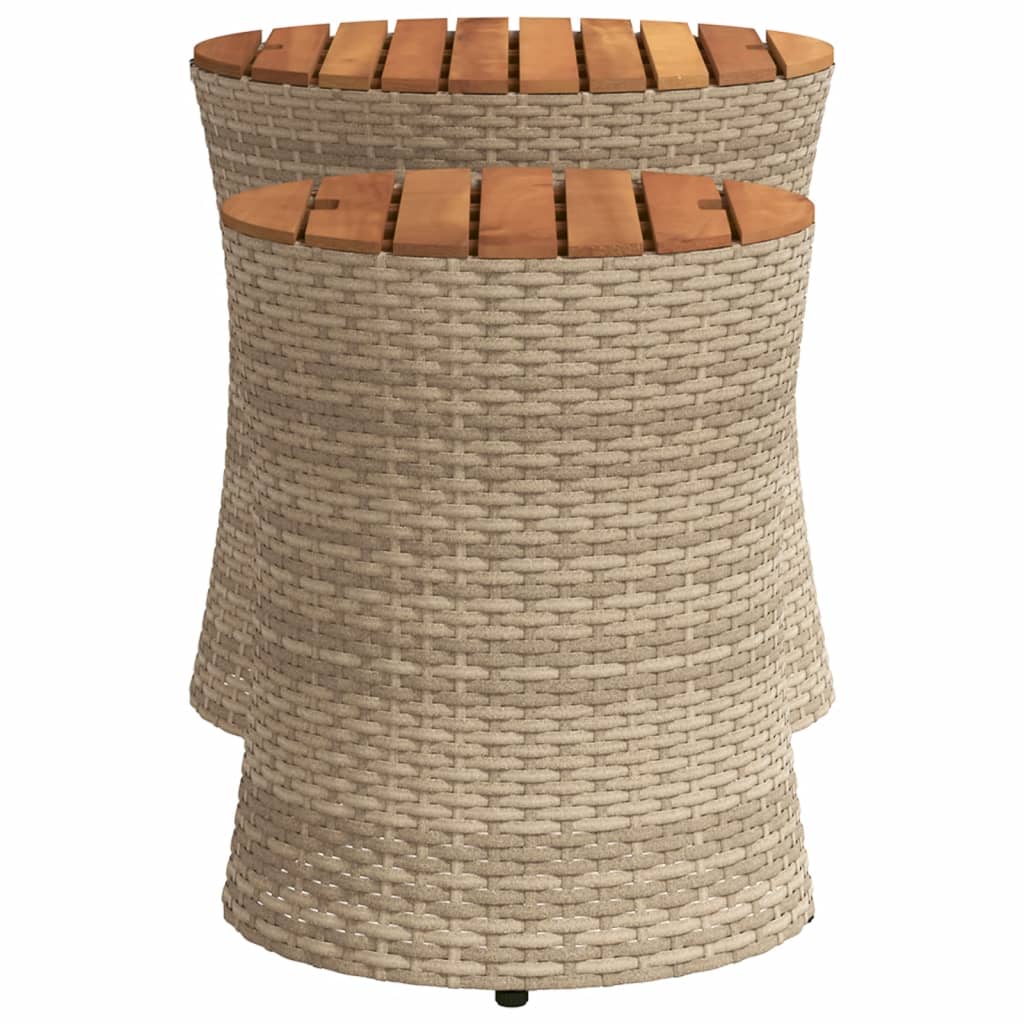 haveborde 2 stk. med træplade polyrattan beige