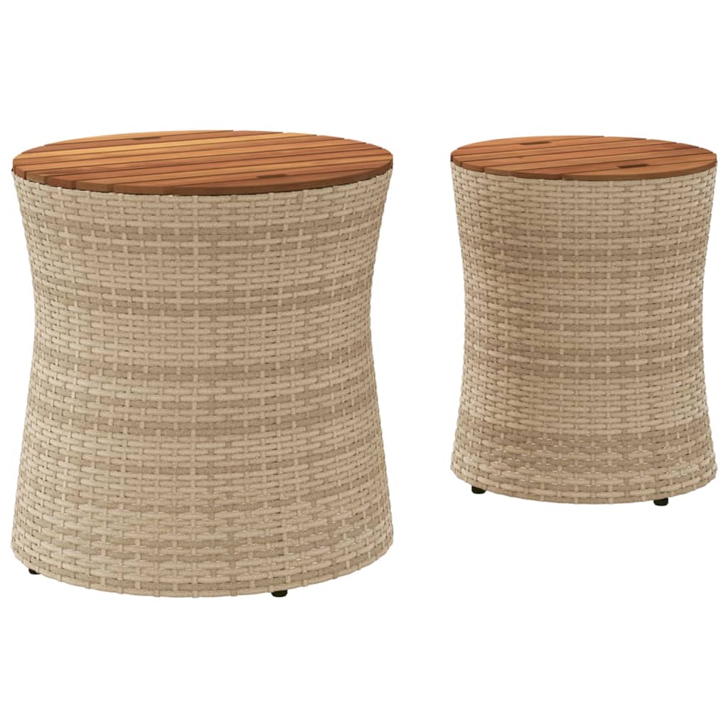 haveborde 2 stk. med træplade polyrattan beige