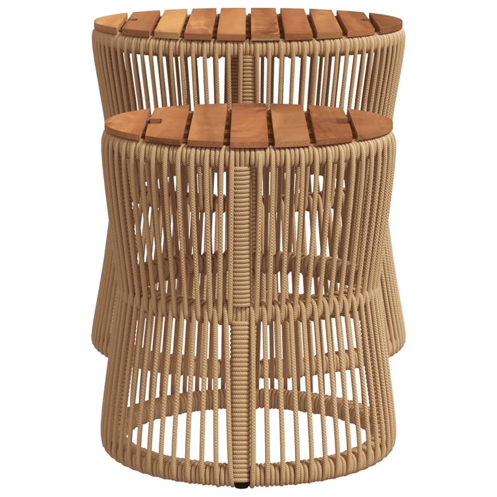 haveborde 2 stk. med træplade polyrattan beige