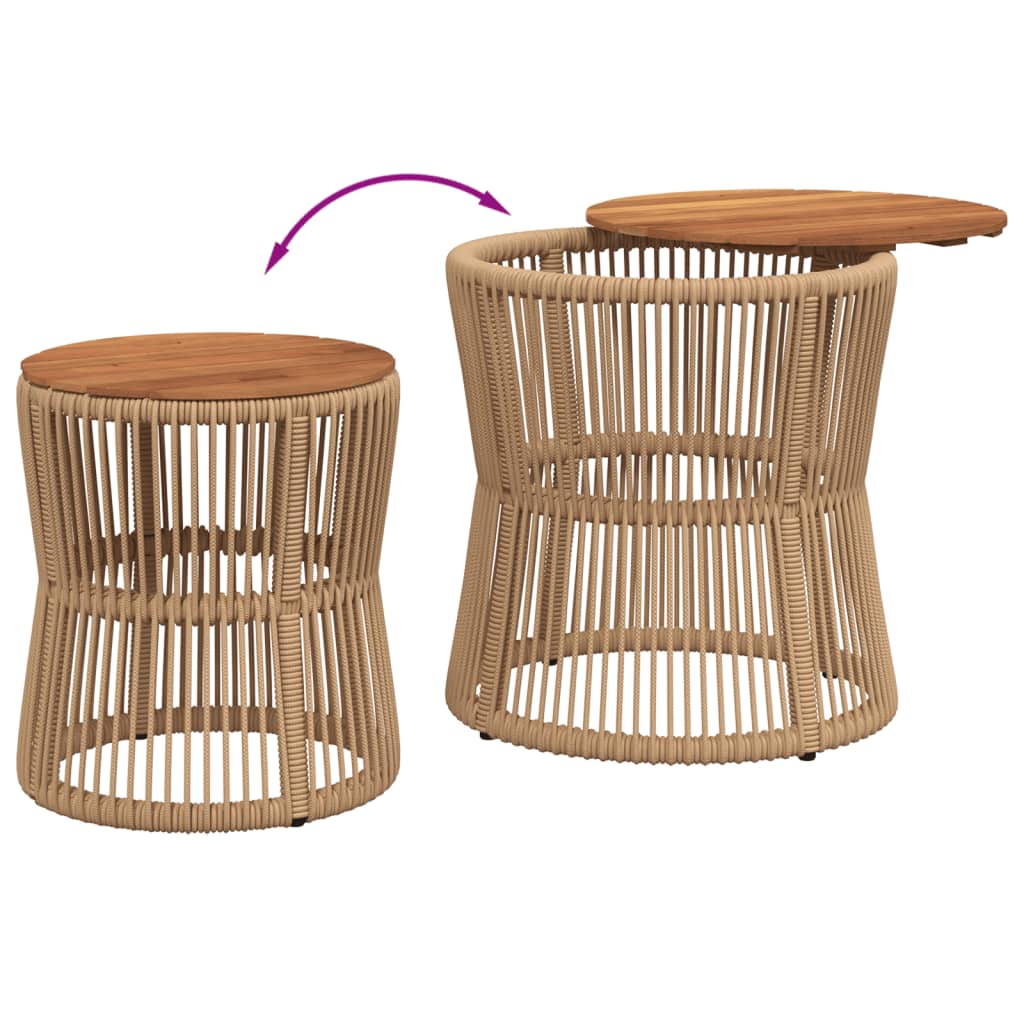 haveborde 2 stk. med træplade polyrattan beige