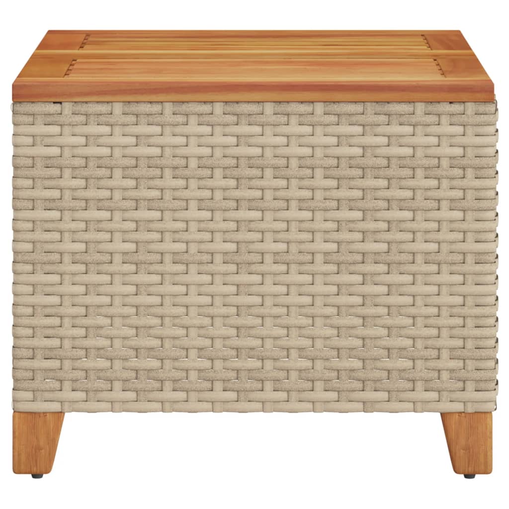 havebord 45x45x37 cm polyrattan og akacietræ beige